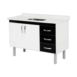 BALCÃO PIA COZ ARMÁRIO RORATO - TÓQUIO PRETO 116,2CM