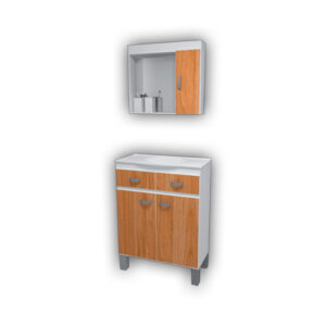 Gabinete P/ Banheiro Carrara Branco C/ Carvalho - Gabinetto