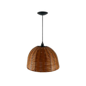 Lustre Pendente Coluna Meia Taça Junco Artesal 35Cm