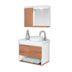 Gabinete Banheiro Bergamo Susp. 2 Portas + Espelho 63,5 Cm cinza - AJ Rorato