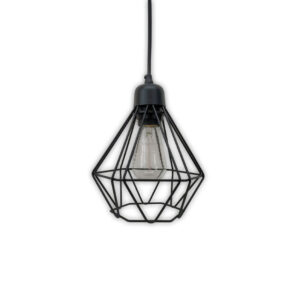 Pendente Aramado Diamante Preto Fosco - Reue Iluminação